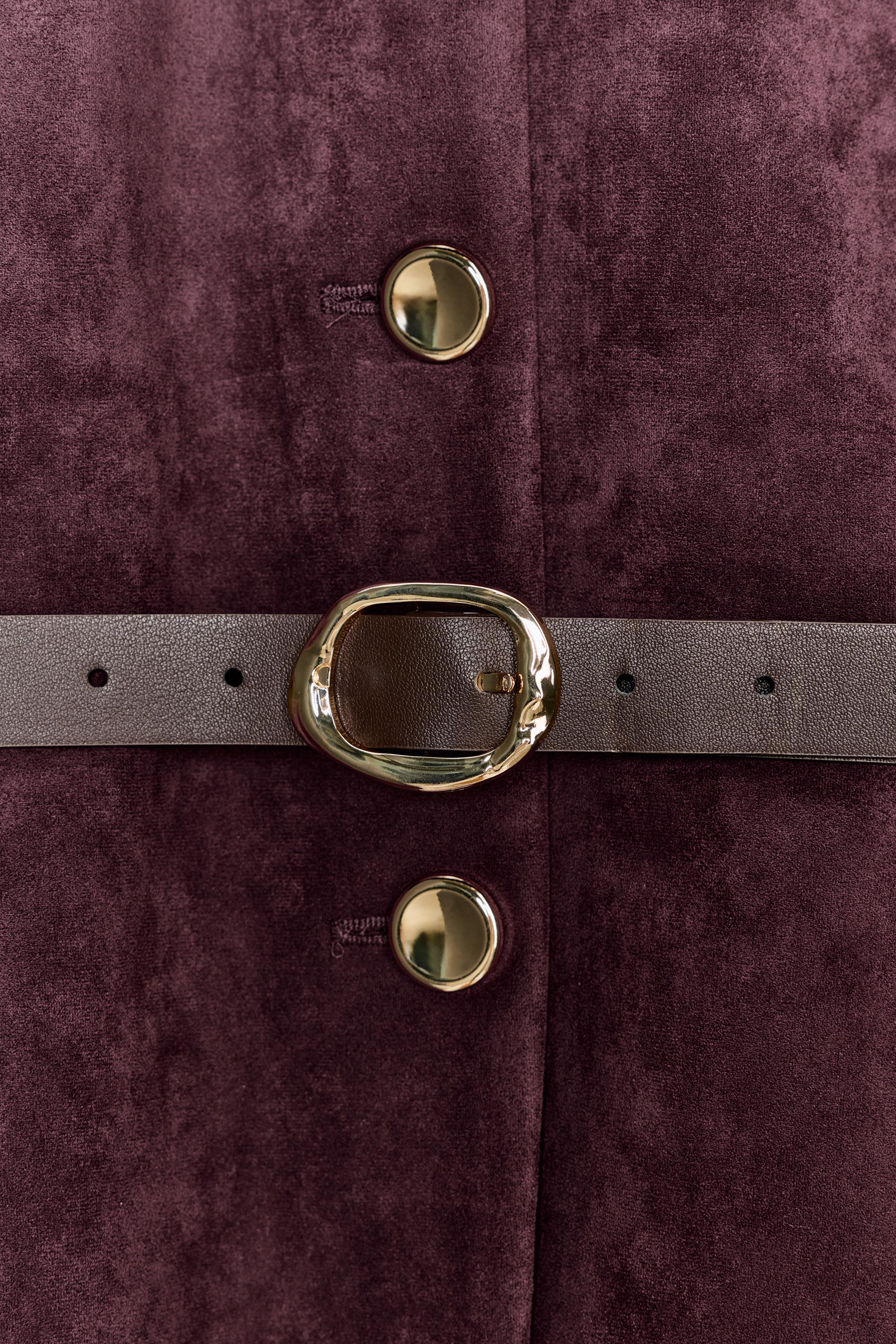 FAUX SUEDE BELTED BLAZER